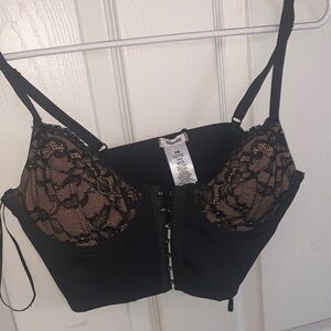 Garage Black and Tan Lace Bustier